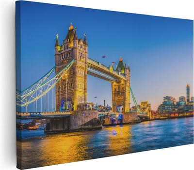 Artaza Canvas Schilderij Londen - 30x20 cm - Klein - Wanddecoratie Skyline - Muurdecoratie Tower Bridge - Kamer Accessoires