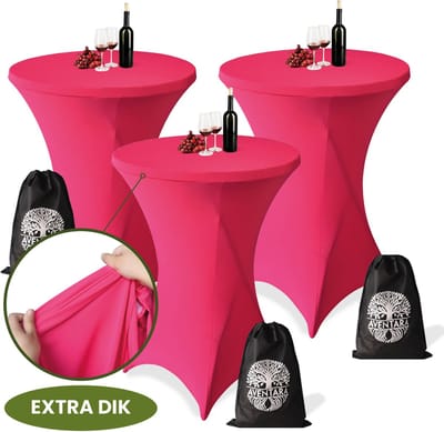 Statafelrok Roze x 3 – ∅80-85 x 110 cm – Luxe Statafelhoes – Extra Dikke Stretch Stof – Inclusief Opbergtas – Ideaal voor Bruiloften, Feesten en Cocktailparty’s