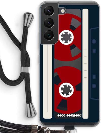 Case Company® - Hoesje met koord geschikt voor Samsung Galaxy S22 hoesje met Koord - Here's your tape - Telefoonhoesje met Zwart Koord - Bescherming aan alle Kanten en Over de Schermrand