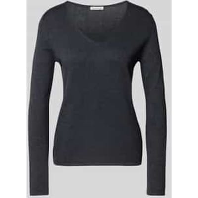 Tom Tailor - Gebreide trui met V-hals - Maat XS - evident anthracite melange