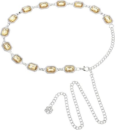 Metalen Western Concho Ketting Riem met Strass voor Vrouwen - Perfect voor Jurken, Jeans en Concerten, Bruin
