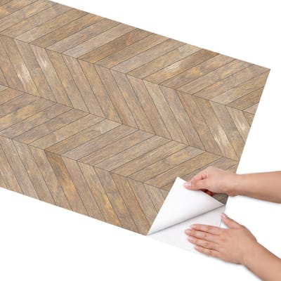 Coloray Meubel Wrap Folie - Bruin Meubelfolie - 65x130 cm - Decoratiefolie Visgraathout - Meubel Wrap Folie - Scandinavisch Meubelfolie - Plakfolie Meubels - Keuken decoratie - Texturen