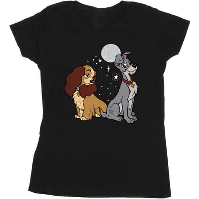 Disney Dames/Dames Lady And The Tramp Maan Katoenen T-Shirt (Zwart)