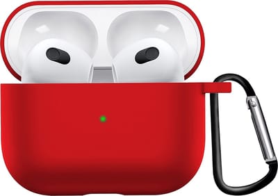 Hoesje - Geschikt voor Apple AirPods 3 - Siliconen Hoes met Clip - Silicone Case Cover - Rood