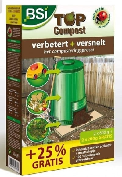 BSI - Top Compost - Versnelt en verbetert composteerproces + geurneutralisator - 100 % Biologisch afbreekbaar - 2 zakjes van 1 kg