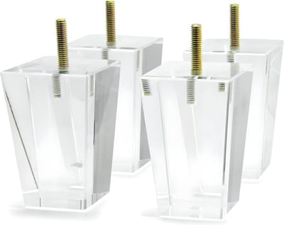 Transparante Acryl Meubelpoten Set van 4 (10 cm) Vierkant voor Bank, Tafel of Kast