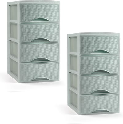 Plasticforte Ladeblokje/bureau organizer met 4 lades - 2x - mintgroen - H34 x B18 x D25 cm