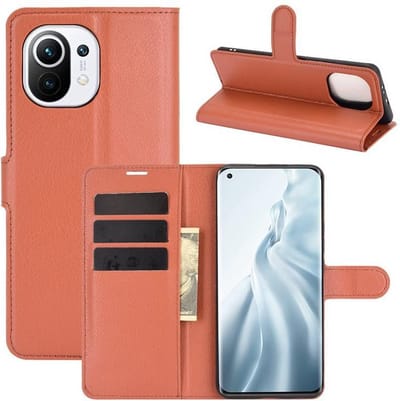 MobyDefend Hoesje - Geschikt voor Xiaomi Mi 11 - Kunstleren Wallet Book Case (Sluiting Voorkant) - Bruin