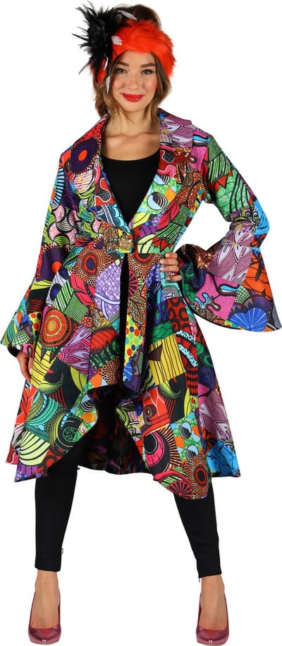 Carnavalsjas Dames - Inside Out - Twee In Een Jas - Verkleedkleren Vrouwen - Multicolor - Maat S
