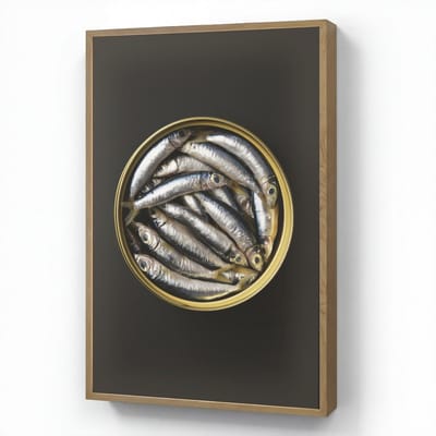 Wandlamp 70x100 cm - Oplaadbaar - Sardines - Vissen - Rond - Zwart - Wandlampen binnen woonkamer - Slaapkamer lamp - Decoratieve nachtlamp - Vloerlamp draadloos