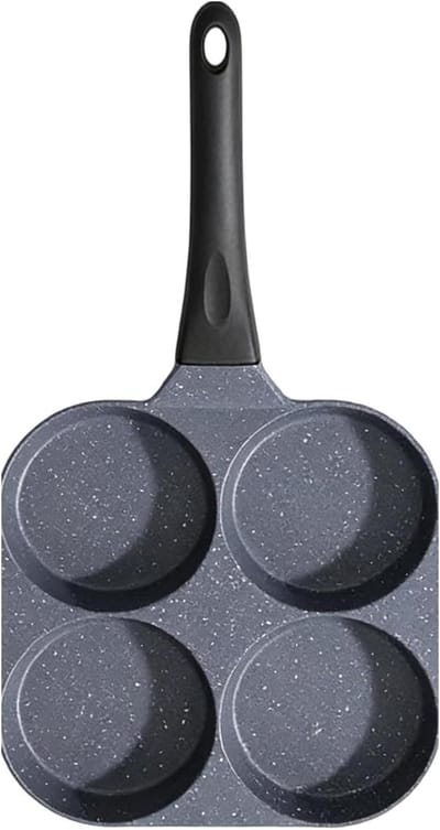 Eierpan met 4 holtes - Ontbijtpan Omeletpan - Ontbijt Bereiden - Temperatuur Indicator - 15 inch - Zwart