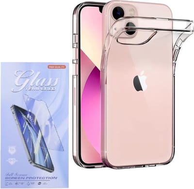 Silicone Hoesje Geschikt voor: iPhone 14 - Soft Silicone - Transparant - + 2X Tempered Glass Screenprotector - ZT Accessoires