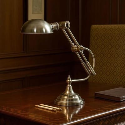 KS Verlichting Messing Tafellamp Hadley Antiek Zilver