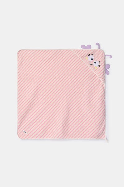 Woody Badcape roze streep-75x75cm