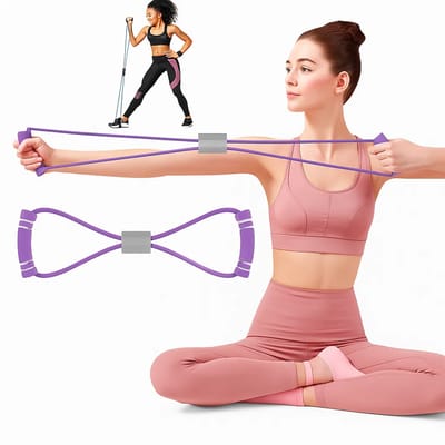 8-Vormige Siliconen Sport Stretch Band I Weerstandsband I Fitness Elastiek I Rekbare Sportband I Voor Yoga, Pilates & Krachttraining I Paars