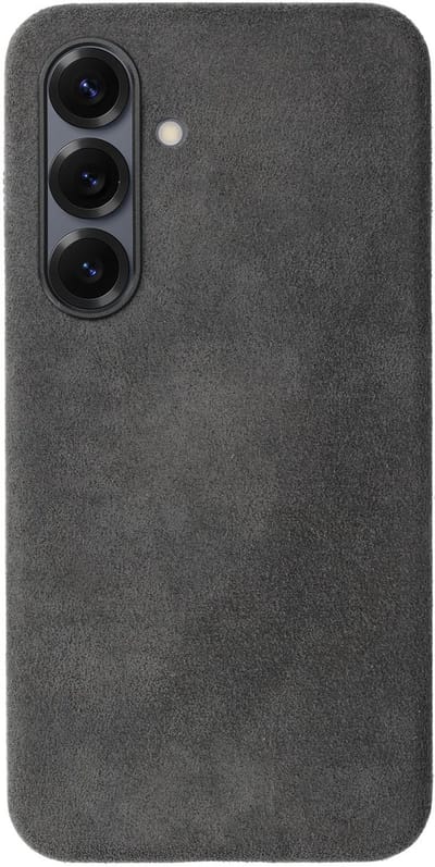 Rosso Avanti Hoesje Geschikt voor Samsung Galaxy S25 / S24 | Compatibel met MagSafe / Qi2 | Echt Italiaans Alcantara | Back Cover | Beschermhoes | Grijs