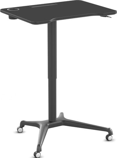 Worktrainer - Single Leg Desk - Hoogte 74 - 113 cm - Breedte 80 cm - Klein Gasveer zit-sta Bureau - in hoogte verstelbaar Bureau - Zwart