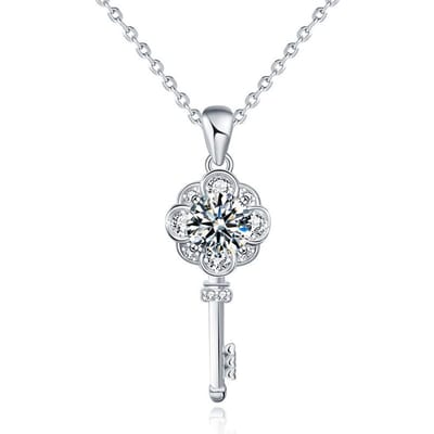 Originele ontwerp sieraden Mosan Diamond 925 sterling zilveren sleutel ketting dames lange sleutelbeen hanger paar sieraden white