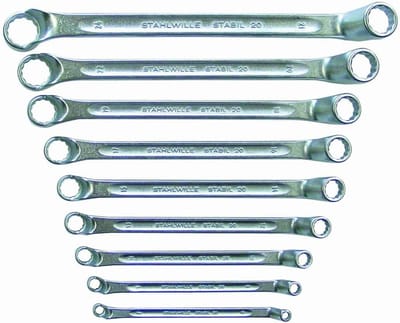 Dubbele Ringsleutelset - Steeksleutelset Motor - Motoronderhoud - Diep Gebogen - 8-delig - Metaal