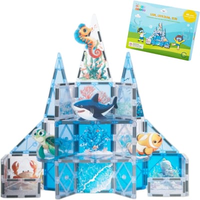 Gladi Tiles 42-Delige Magnetische Onderwaterwereld - Magnetisch Speelgoed - Magnetic Tiles - STEM Speelgoed voor 3 t/m 12 Jaar - Magnetische Tegels - Magnetische Bouwstenen - Educatief Speelgoed - Speelgoed Cadeau