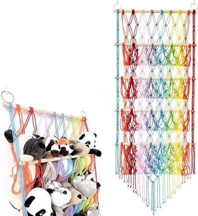 Speelgoed Hangmat - Opberger Knuffels - Speelgoed Opbergen - Bohemian Design - 130x52cm - Multicolor