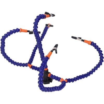 Station Mains Aidantes pour Soudure PCB Bras Flexibles Troisième Main Outil pour Atelier d'Artisanat 5 Pinces Bleu