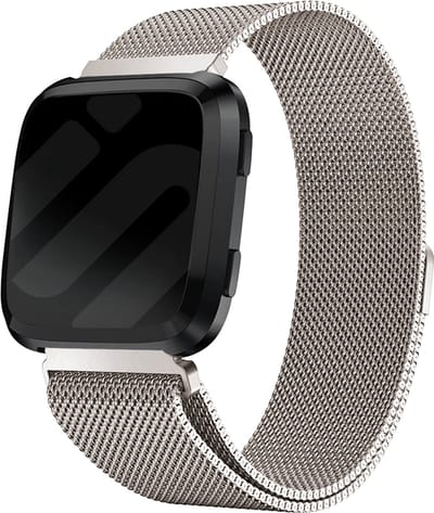 Milanees Smartwatch bandje - Geschikt voor Fitbit Versa / Versa 2 Milanese band - sterrenlicht - Strap-it Horlogeband / Polsband / Armband - Maat: Maat S