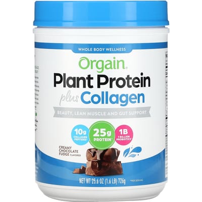 Orgain, Protéine Végétale avec Collagène, Fudge Crémeux au Chocolat, 1,6 lb (726 g)