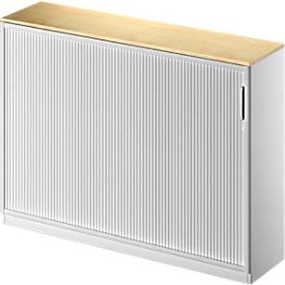 Schäfer Shop Genius Roldeurkast TETRIS SOLID, 3 ordnerhoogten, B 1600 mm, incl. 19 mm afdekplaat, esdoornpatroon/blank aluminium/blank aluminium