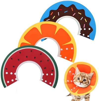 JHUBERS- Halsband 3 Stuks - Verstelbare Hondenhalsband - Zachte Ademende Kattenhalsband - Donut/Watermeloen/Oranje - Geschikt voor Kleine Honden en Katten - Hoogwaardig Vilt - Hondenkraag