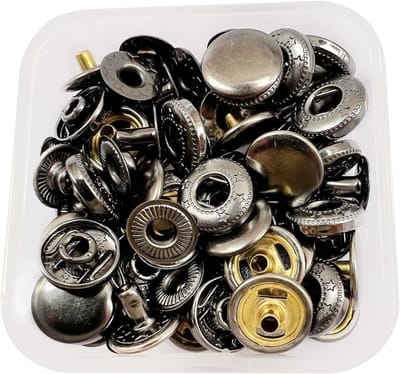 Set van 20 Drukknopen Φ12.5mm Zwarte Snap Buttons voor Leren Ambacht, Jassen en Handtassen