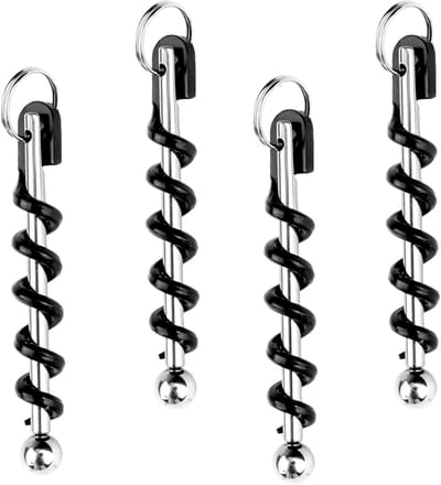 4 Stuks Mini Wijnopener, Draagbare Wijnflesoopener, Mini Sleutelhanger Wijnopener, Draagbare Wijnopener, Klein en Gemakkelijk te Verplaatsen, voor Picknicks, Camping en Feesten
