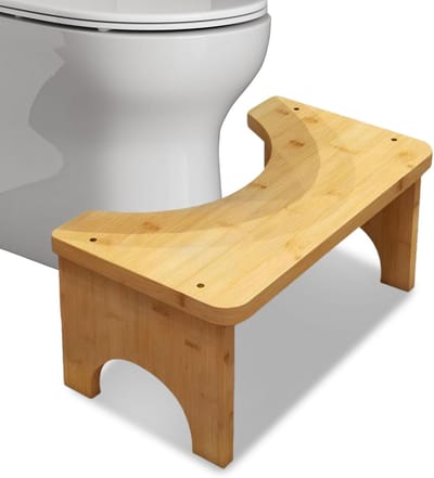 Toiletkruk Bamboe - Hulpmiddel Ontlasting - Gezonde Houding - Niet-slip Voetjes - 37x20x17 cm - Houtkleur