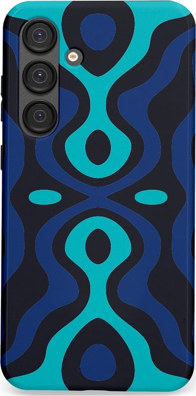 Casetastic Hoesje Geschikt voor Samsung S25 Plus - Stijlvolle Beschermende Duo-layer Case - Blauwe Golf Lijnen
