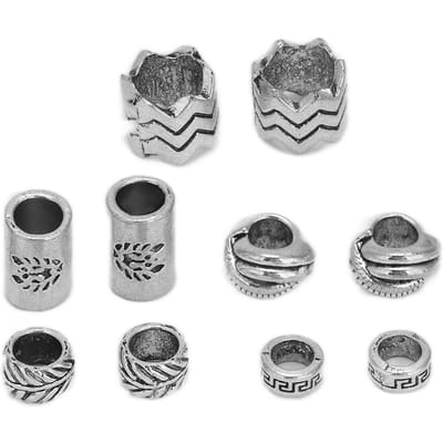 10 stuks Viking Baard Kralen Antieke Dreadlock Buisvormige Kralen Hangers voor Haar Decoraties gray