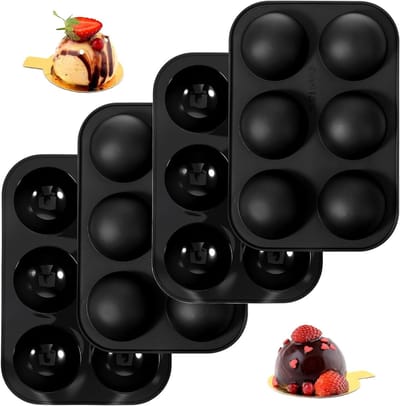 Set van 4 Halve Bol Silicone Bakvormen voor Chocolade, Mousse en Taarten - Ideaal voor American Baking en Creatieve Desserts