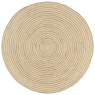 vidaXL - Vloerkleed - handgemaakt - met - spiraal - ontwerp - 120 - cm - jute - wit