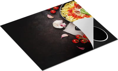 Chefcare Inductie Beschermer Spaghetti met Groentes en Wijn - 60x50 cm - Afdekplaat Inductie - Kookplaat Beschermer - Inductie Mat