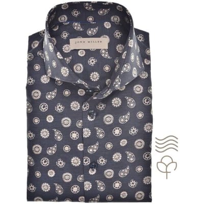 John Miller Overhemd Vintage Vibes Donker Blauw / male