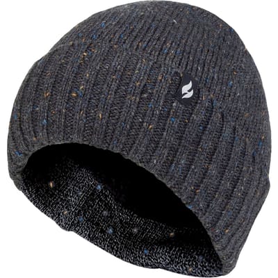 Warme geribbelde muts met manchet voor heren - Fleece gevoerde dikke wintermuts
