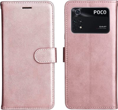 LuxeBass Hoesje geschikt voor Xiaomi Poco X4 Pro - Boekhoesje - RoseGoud - Portemonneehoesje gsm hoesje - telefoonhoes - telefoonhoesjes