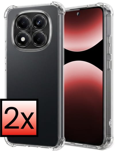 Hoesje - 2 Stuks - Geschikt voor Xiaomi Redmi Note 14 Pro - Sterk & Shockproof - Siliconen Case - Back Cover - Telefoon Hoes Shock Proof - Transparant