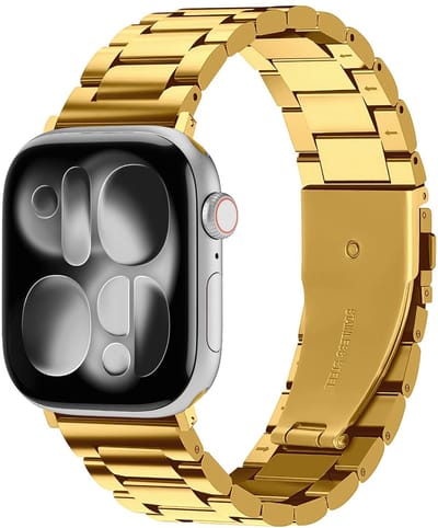 SBG RVS Schakel Bandje Geschikt voor Apple Watch 1/2/3/4/5/6/7/8/9/10/11/SE - 38/40/41/42MM - Roestvrij Staal Horlogebandje Goud