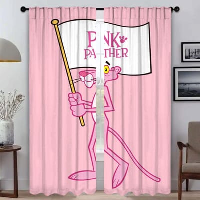 Roze Panter Elegante Kamergordijnen voor Cameraverdeling Raamgordijn voor Kamer 2 Panelen Halloween Decoratie Shades Woonkamer Kind W50xH70cmx2pcs-CL