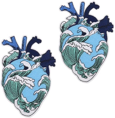 Dailygoody - Oceaan in Hart Patches - Geborduurd - 12.4x9cm