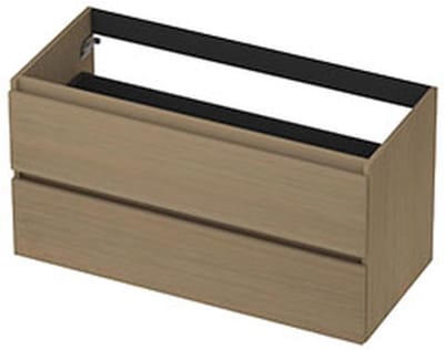 INK - Onderkast 2 Laden Greeploos met Houten Keerlijst - 1000x450x520 Mm - Olijf Eiken