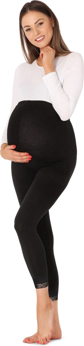 Be Mammy Dames Leggings - Zwangerschapskleding - Lange 7/8 - Viscose - BE-BE20-262-LE - Zwart - XL