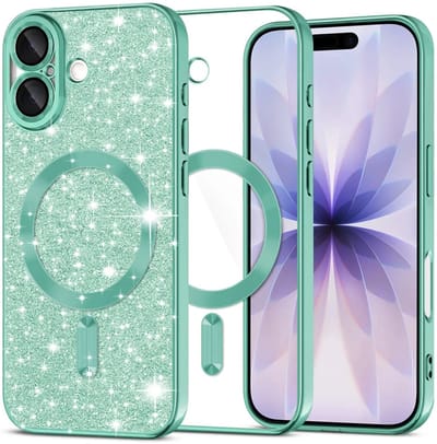 Hoesje geschikt voor Apple iPhone 17 - Techsuit Luxury Glitter Back Cover - Geschikt voor MagSafe - Lichtgroen