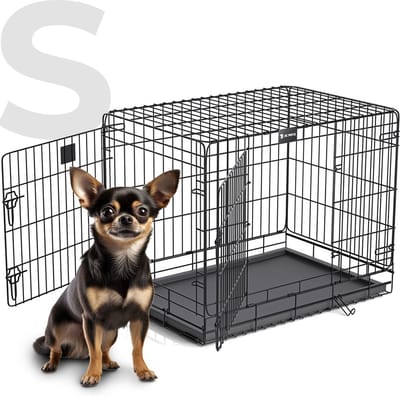 JC Pets Hondenbench - Maat S (58 x 43.5 x 50 cm) - Opvouwbare Bench voor Honden met Dubbele Deuren, Veilig Slot en Verstelbare Bodem - Hondenbench voor Auto en Thuis - Geschikt voor JC Pets Orthopedisch Hondenkussen