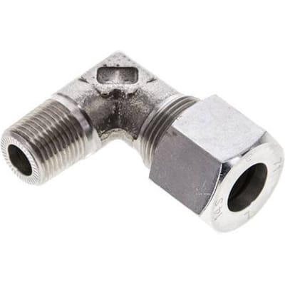 3/8'' NPT Buitendraad x 14S RVS Elbow 90deg Snijring 630 Bar DIN 2353 - FL2E-MC-ST-038N-14-S